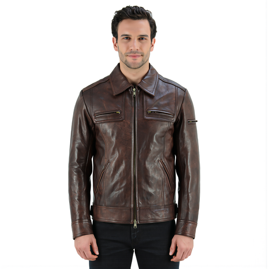 Male Leather Jacket – Lynch Genuine Vintage Waist Length Jacket