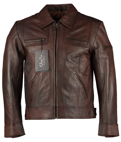 Male Leather Jacket – Lynch Genuine Vintage Waist Length Jacket