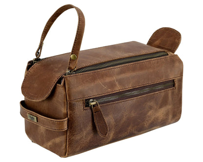Mens Wash Bag – Premium Genuine Leather Travel Toiletry Bag