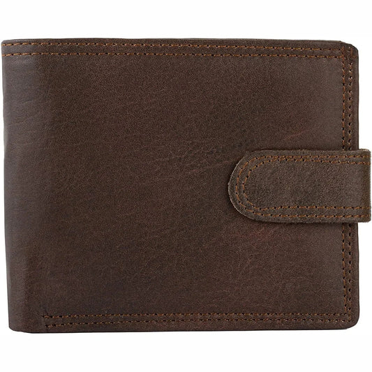 Mens Wallet Genuine Leather RFID Bifold Wallet with Coin Pocket