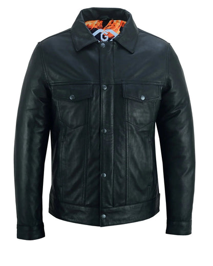 Leather Jacket Motor – Fernando's Classic Black Leather Trucker Jacket