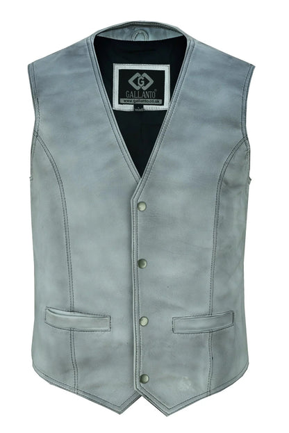 Men's Leather Vest Lightweight Snap Button Waistcoat