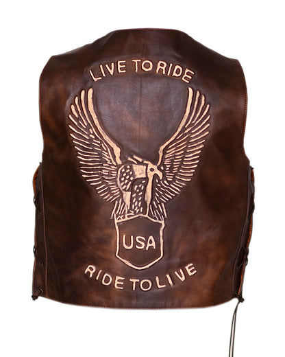 Leather Men Vest with Premium Embossed Fashion and Biker Style