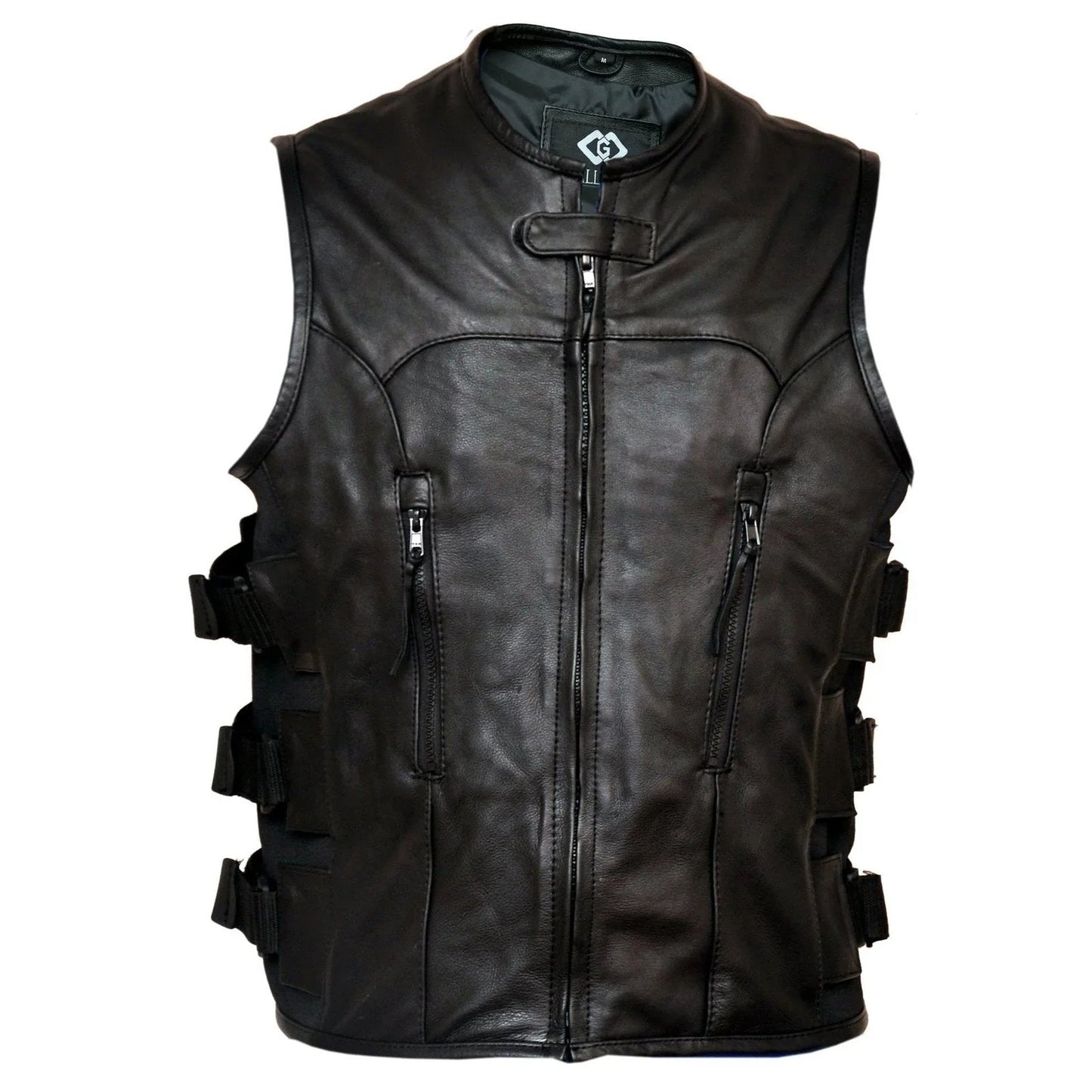 motorbike leather vest for motorcycle riding and casual wear