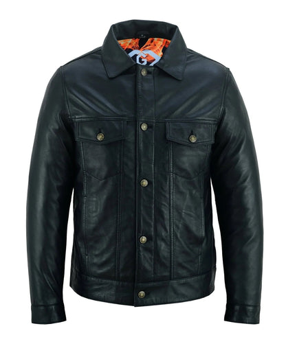 Leather Jacket Motor – Fernando's Classic Black Leather Trucker Jacket