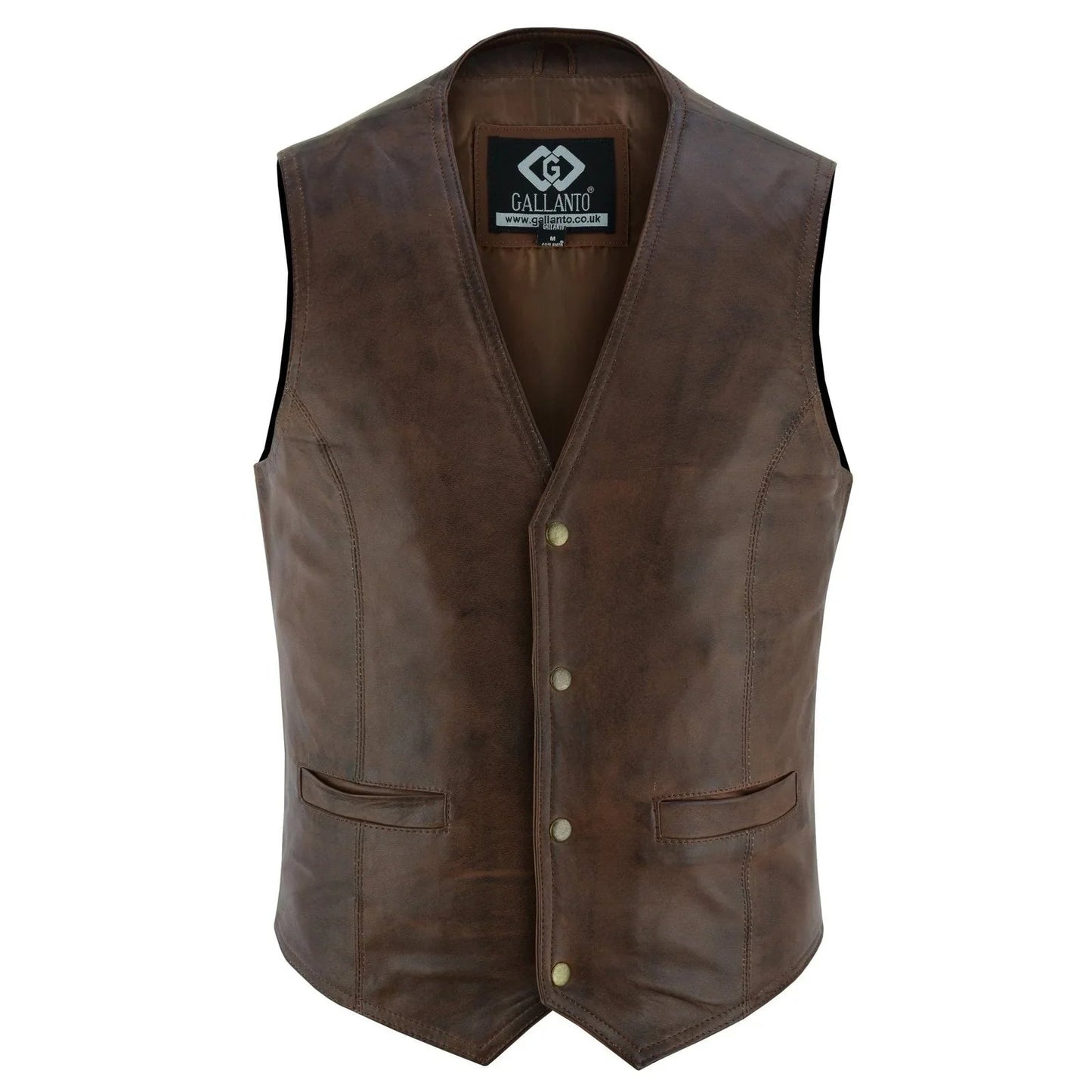 men's leather vest lightweight snap button waistcoat