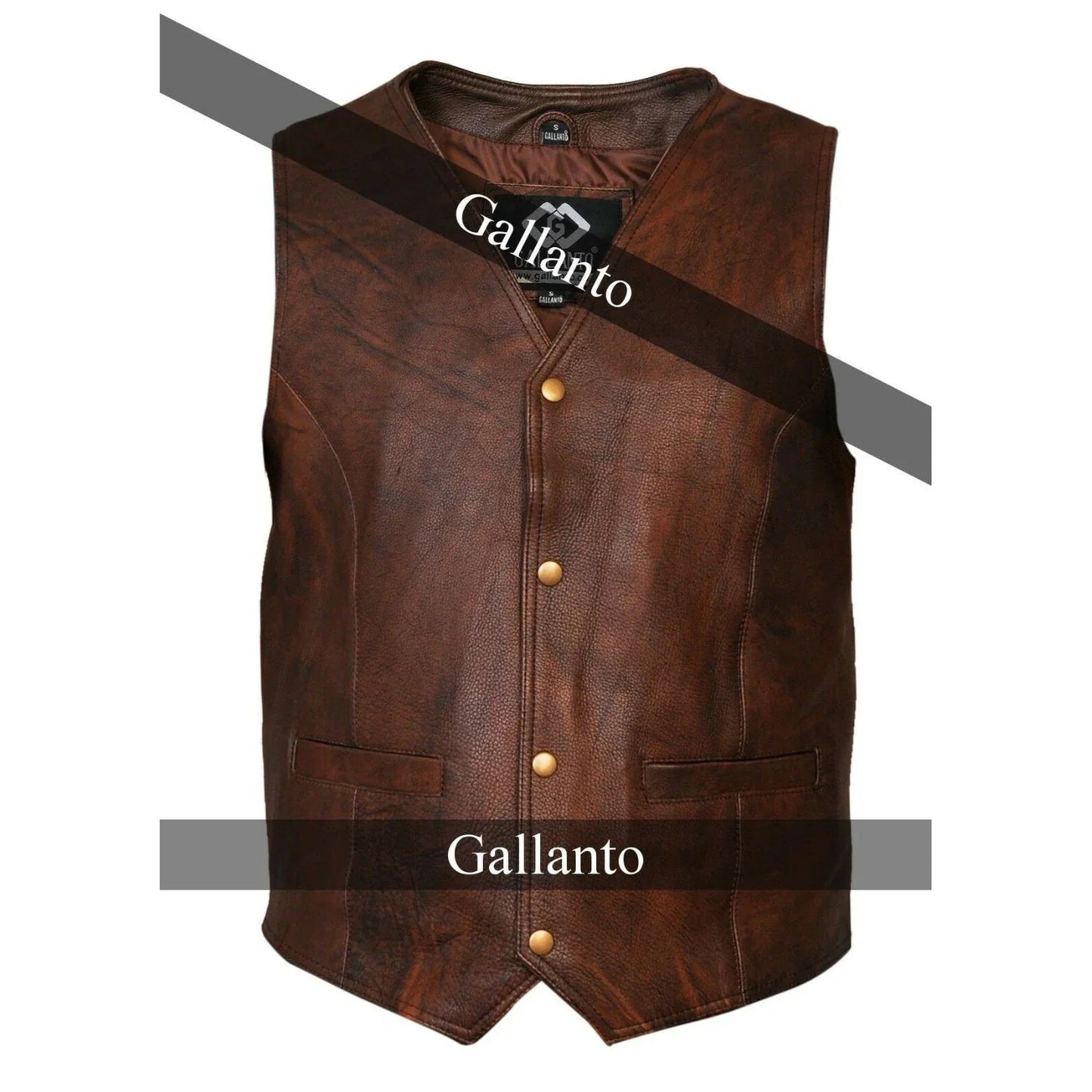 men's leather vest lightweight snap button waistcoat