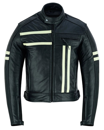 Male Biker Jacket – Men's Black Cowhide Cafe Racer Leather Jacket
