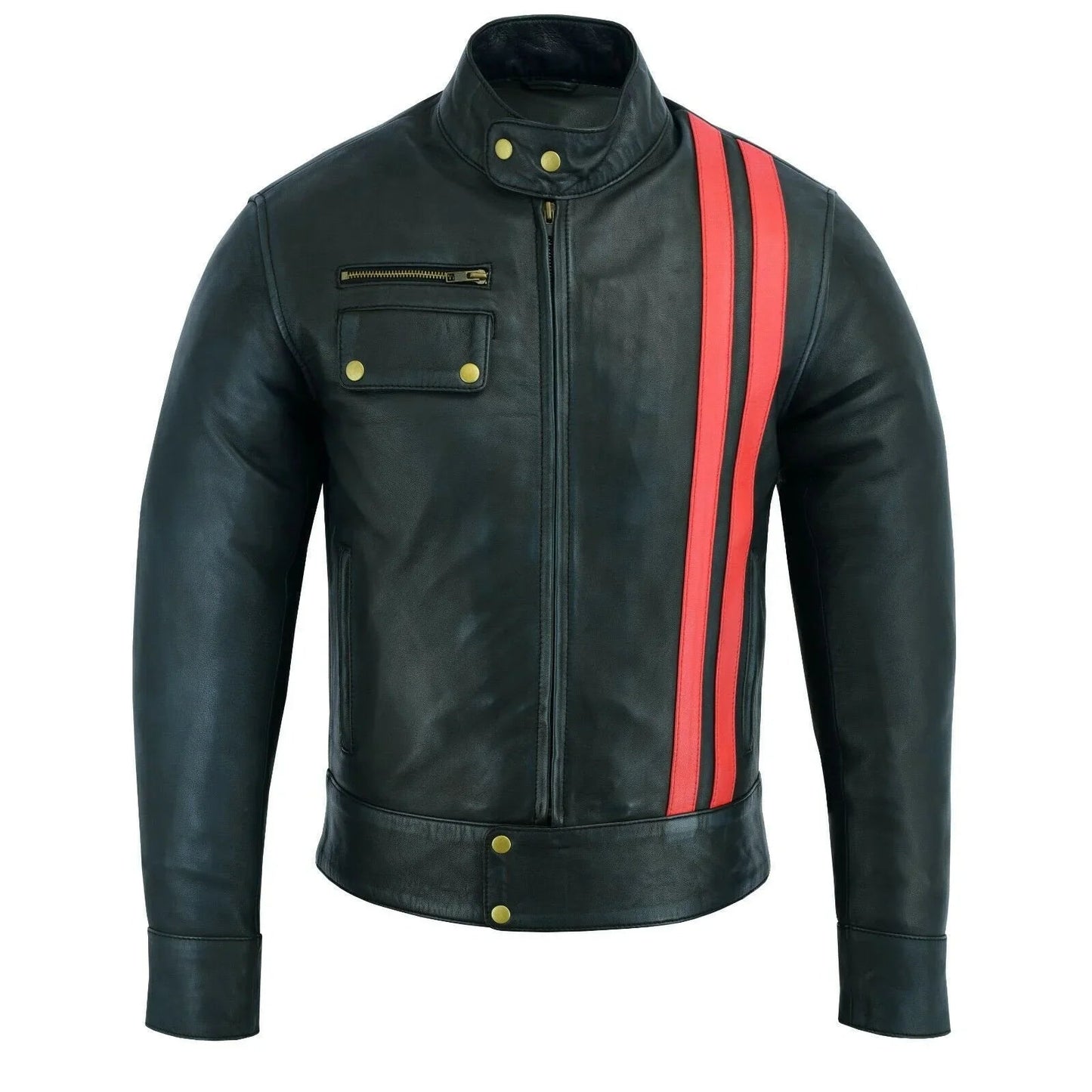 jacket motorcycle leather – black smart cafe racer retro biker jacket