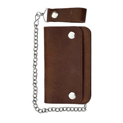 Premium Bifold Leather Wallet with Chain