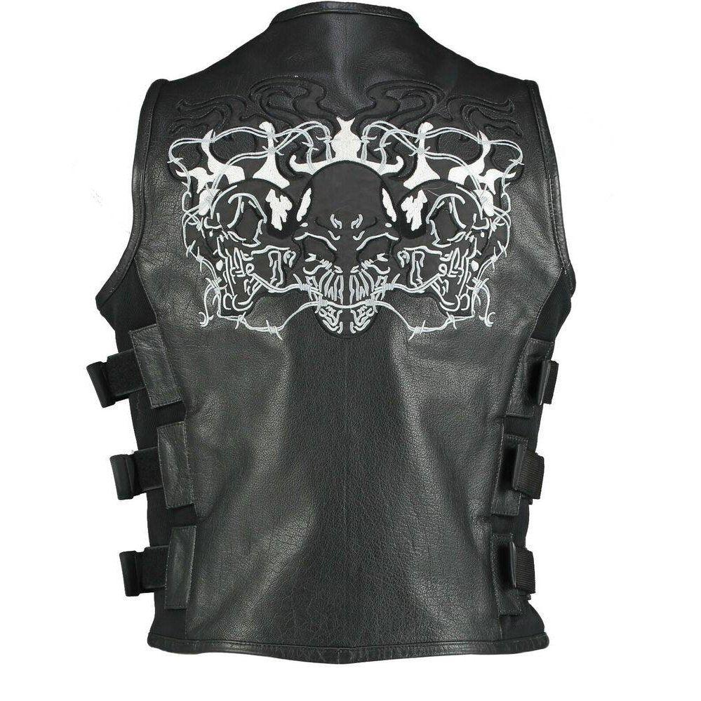 premium cowhide reflective biker vest