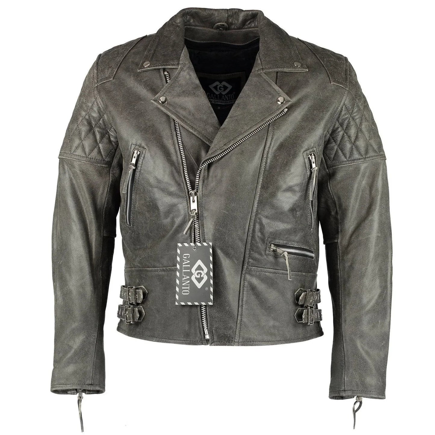 classic diamond motorcycle men's  leather biker jacket
