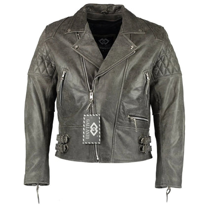 Classic Diamond Motorcycle Men's  Leather Biker Jacket