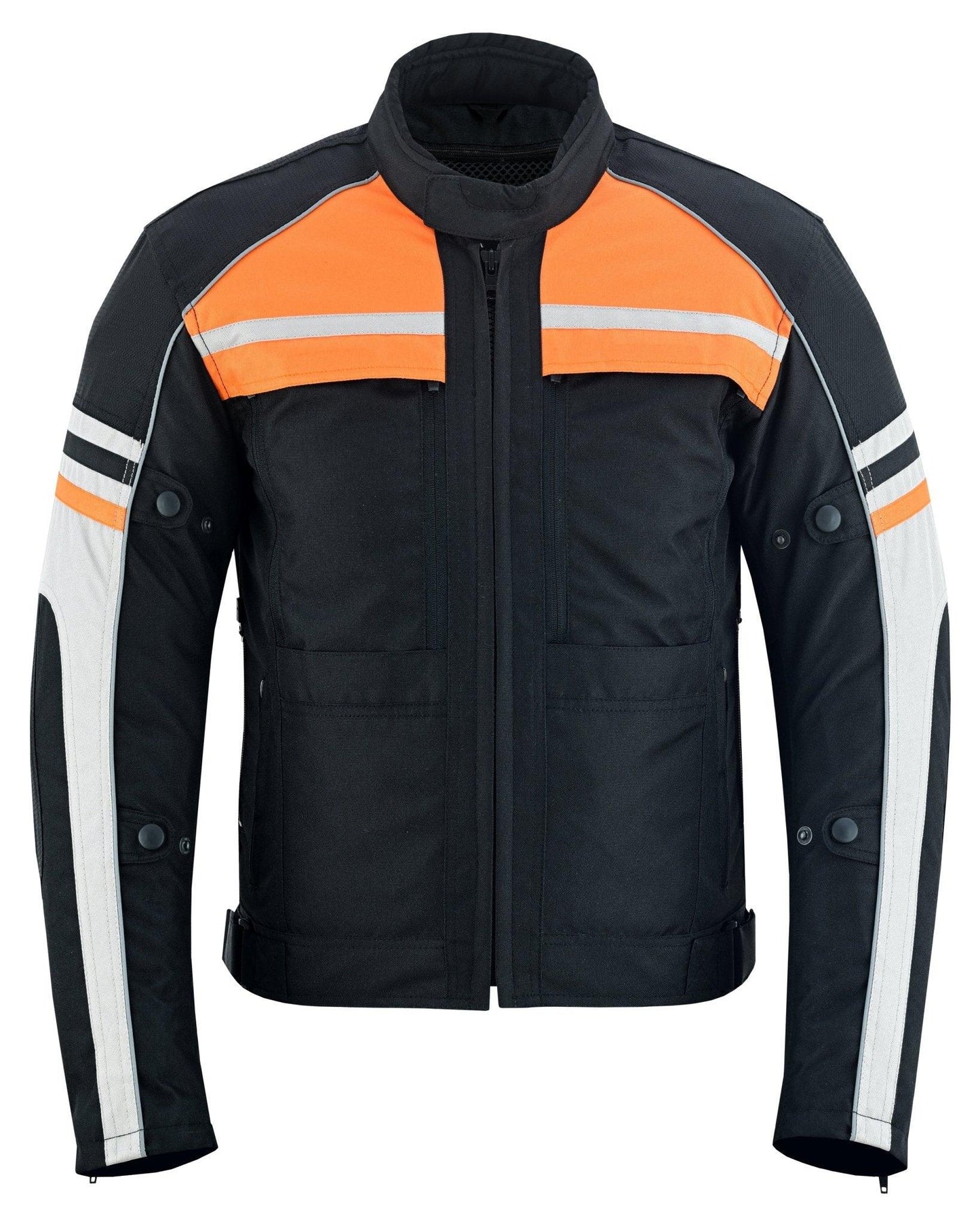 mens orange black grey vented textile biker riding armoured jacket