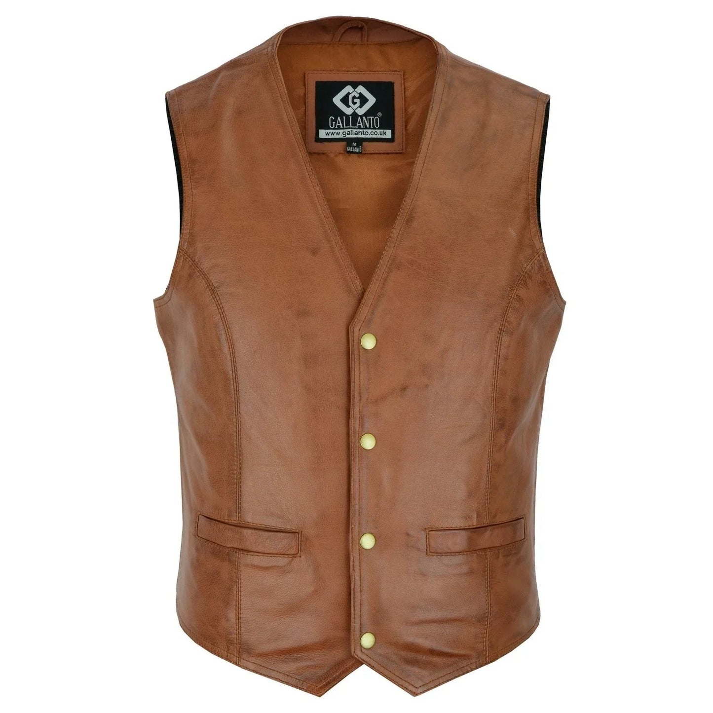 men's leather vest lightweight snap button waistcoat