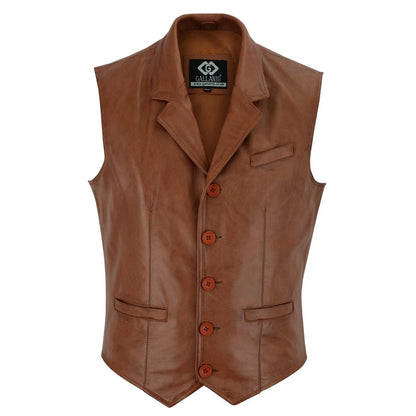 Leather Mens Waistcoat with Elegant Tailoring and Premium Style