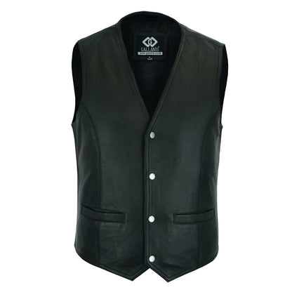 Men's Leather Vest Lightweight Snap Button Waistcoat