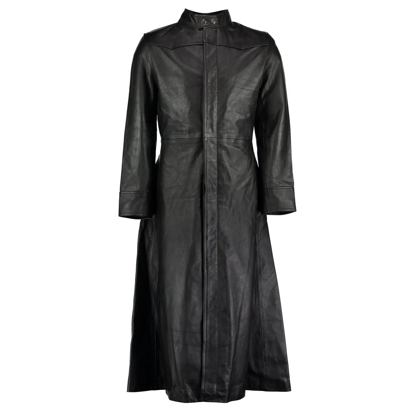 leather trench coat – neo matrix men's full-length gothic coat