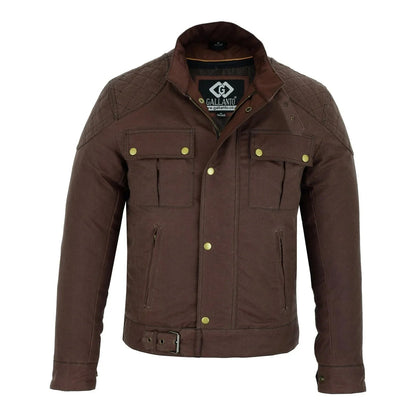 Classic Waxed Cotton Motorcycle Biker Jacket for Men