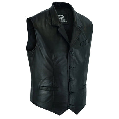 Leather Mens Waistcoat with Elegant Tailoring and Premium Style
