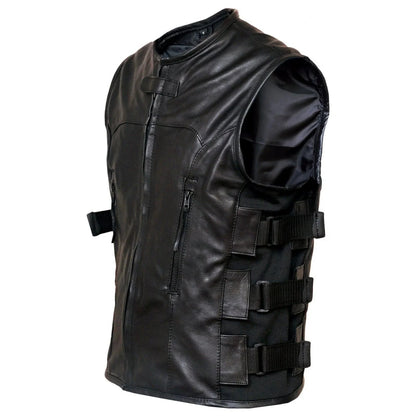 Motorbike Leather Vest for Motorcycle Riding and Casual Wear