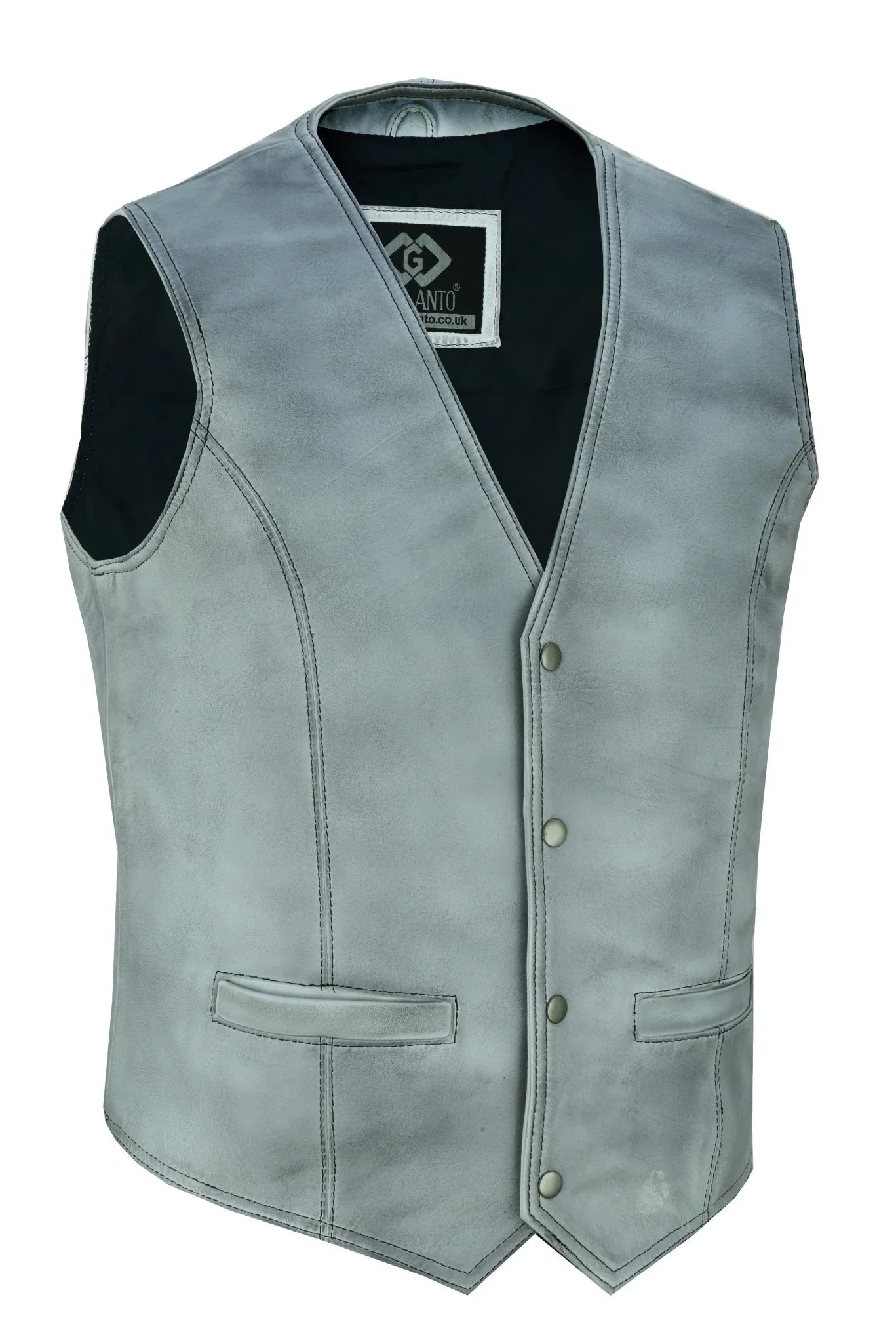 men's leather vest lightweight snap button waistcoat