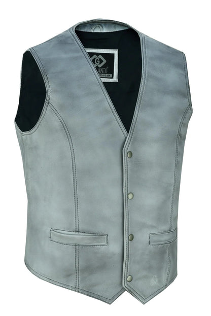 Men's Leather Vest Lightweight Snap Button Waistcoat