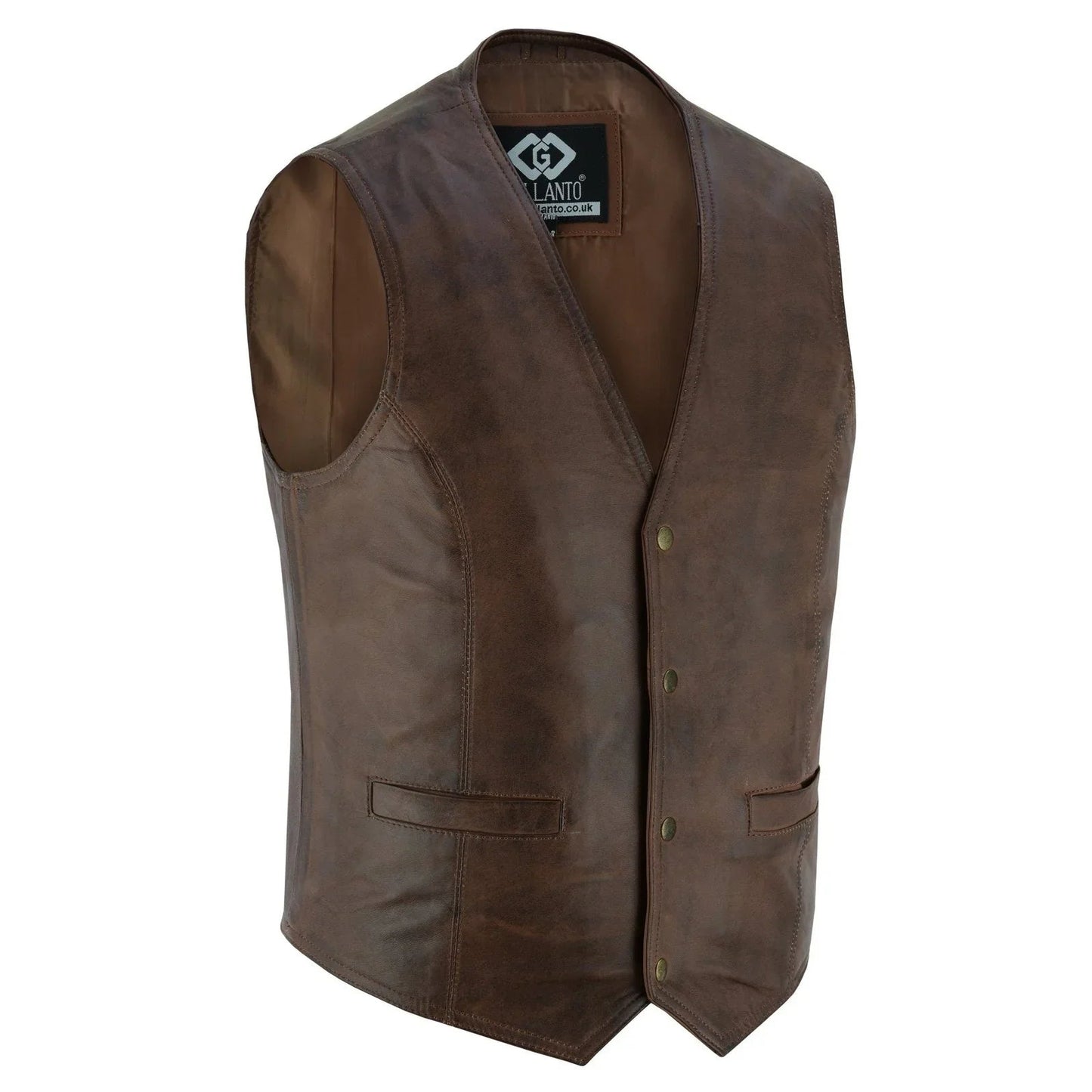 men's leather vest lightweight snap button waistcoat