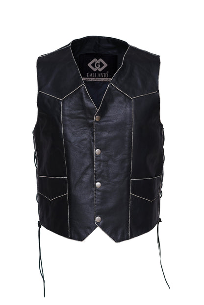 Leather Men Vest with Premium Embossed Fashion and Biker Style