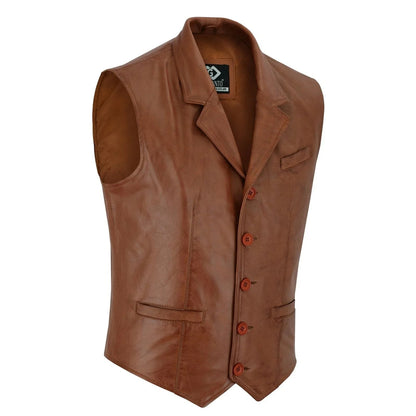 Leather Mens Waistcoat with Elegant Tailoring and Premium Style