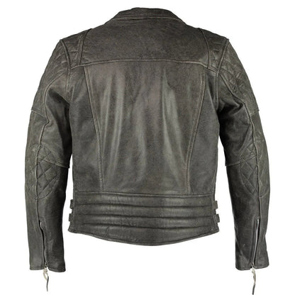 Classic Diamond Motorcycle Men's  Leather Biker Jacket