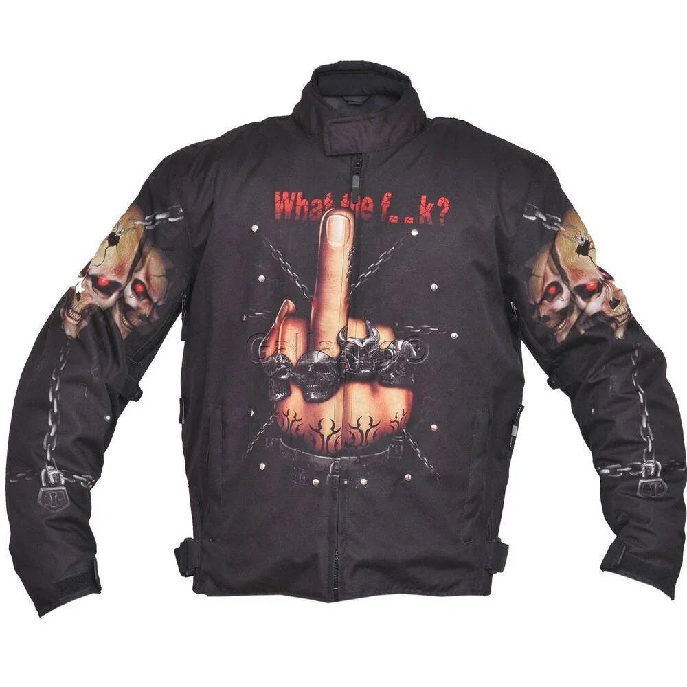 black fabric biker jacket for all season motorcycle riding