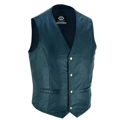Men's Leather Vest Lightweight Snap Button Waistcoat