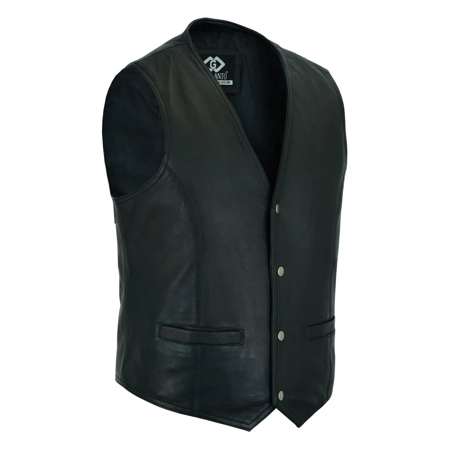 men's leather vest lightweight snap button waistcoat