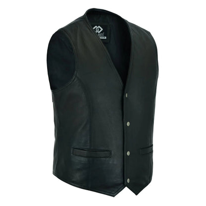 Men's Leather Vest Lightweight Snap Button Waistcoat