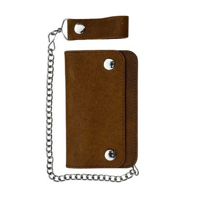 Premium Bifold Leather Wallet with Chain