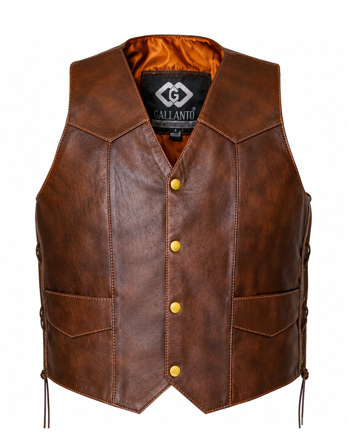 leather men vest with premium embossed fashion and biker style