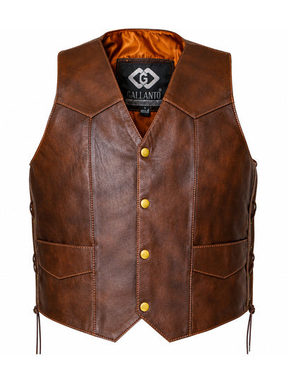 Leather Men Vest with Premium Embossed Fashion and Biker Style