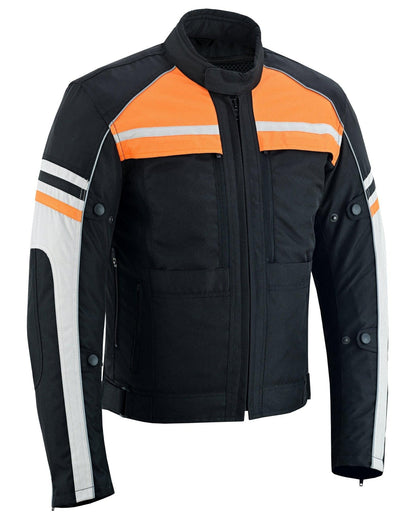 Mens Orange Black Grey Vented Textile Biker Riding Armoured Jacket