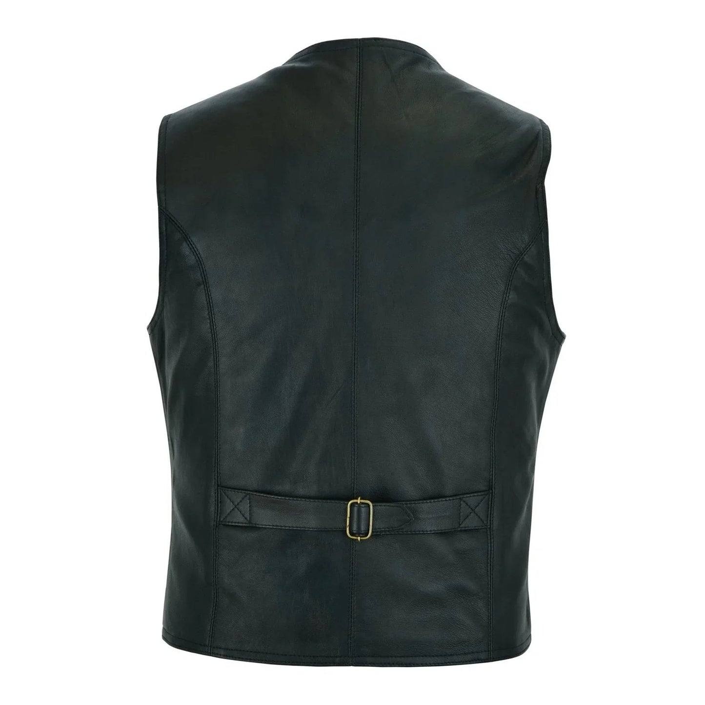 men's leather vest lightweight snap button waistcoat