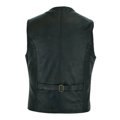 Men's Leather Vest Lightweight Snap Button Waistcoat