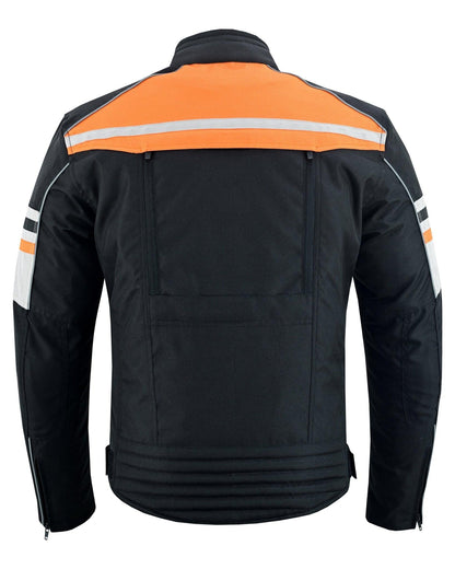 Mens Orange Black Grey Vented Textile Biker Riding Armoured Jacket
