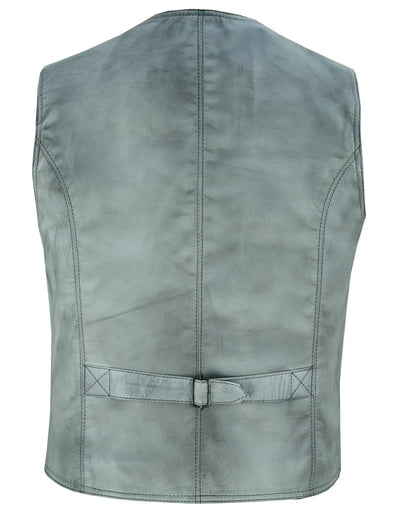 Men's Leather Vest Lightweight Snap Button Waistcoat