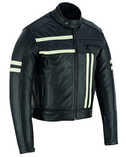 Male Biker Jacket – Men's Black Cowhide Cafe Racer Leather Jacket
