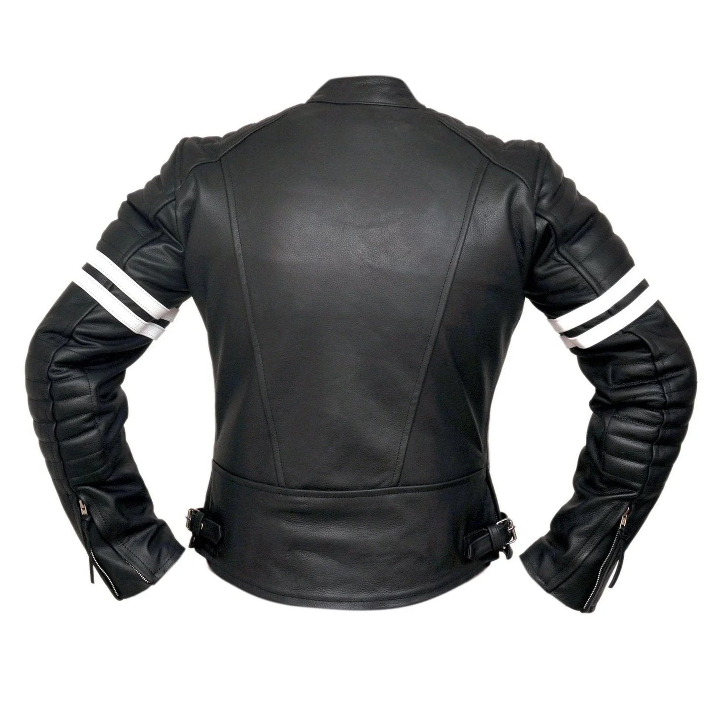 vintage fight club leather biker jacket with white stripes
