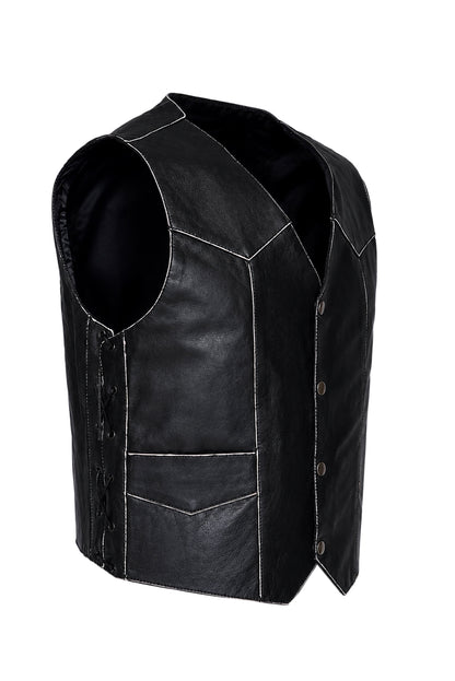 Leather Men Vest with Premium Embossed Fashion and Biker Style
