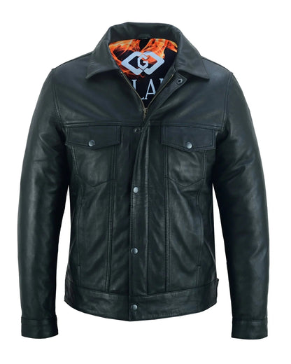 Leather Jacket Motor – Fernando's Classic Black Leather Trucker Jacket