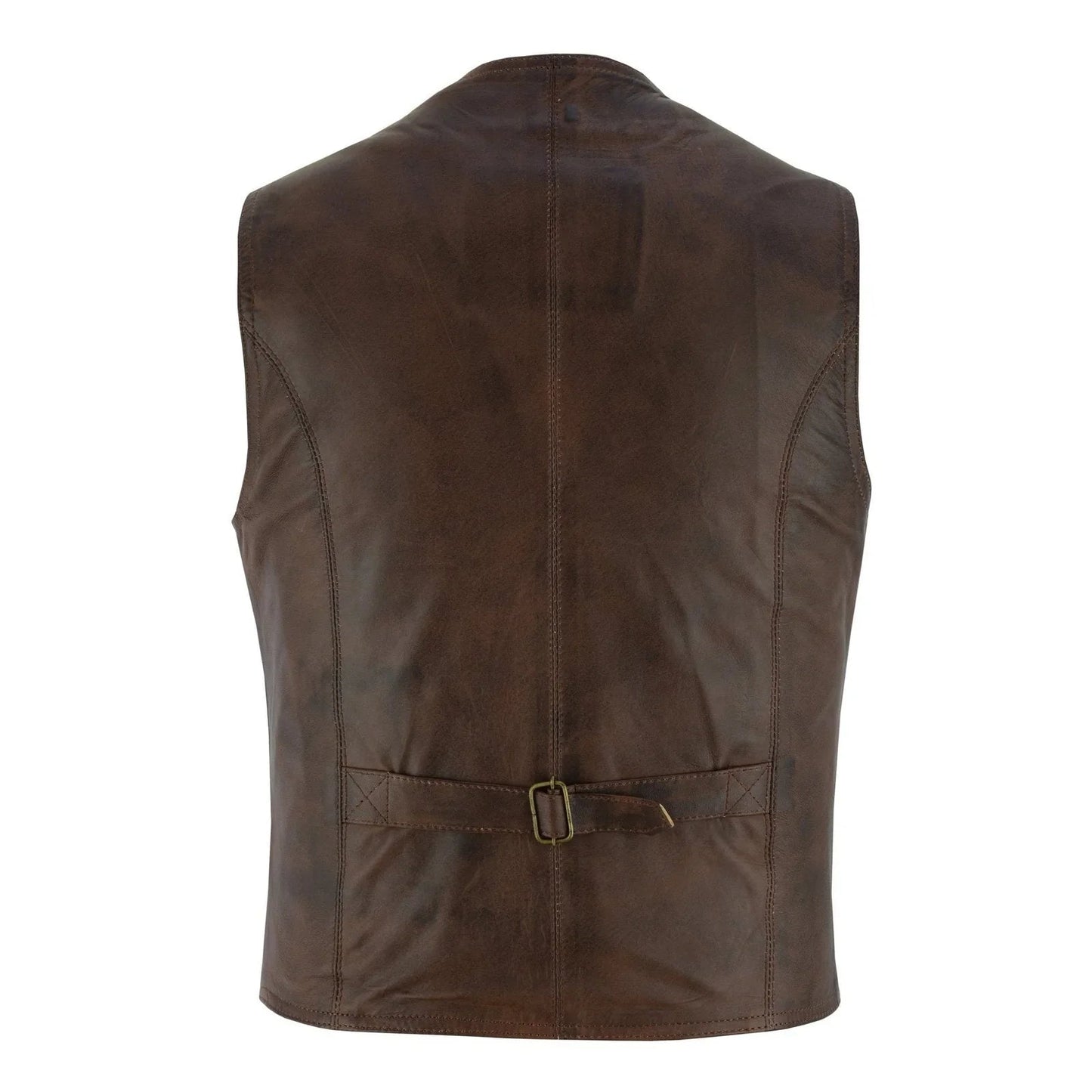 men's leather vest lightweight snap button waistcoat