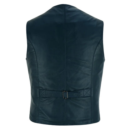 Men's Leather Vest Lightweight Snap Button Waistcoat