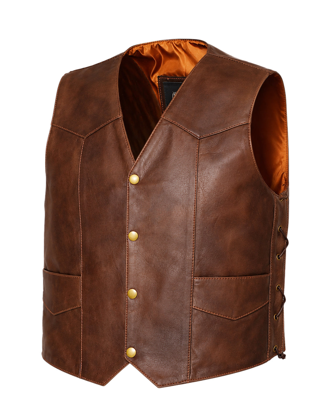 leather men vest with premium embossed fashion and biker style